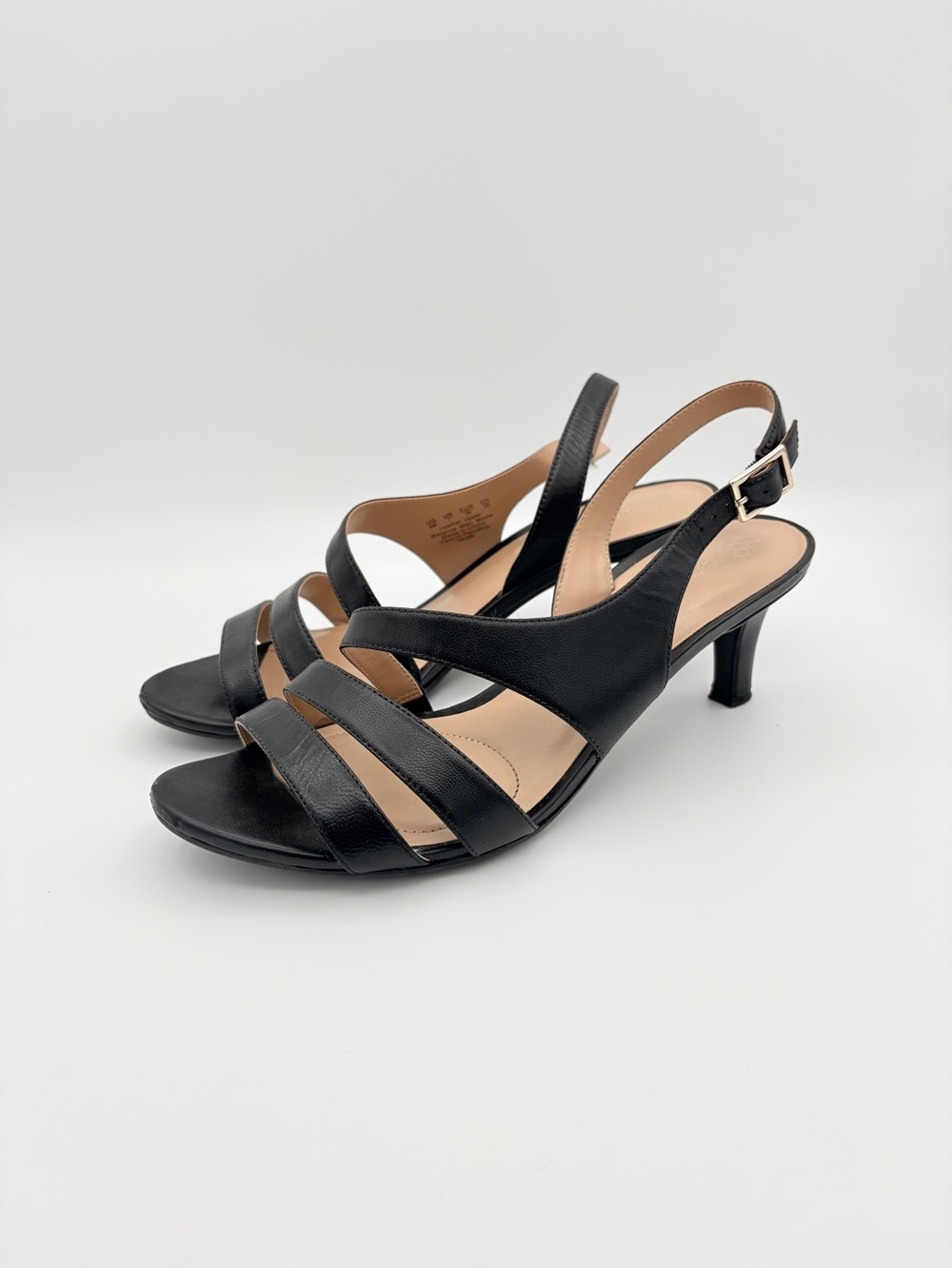 Naturalizer Taimi Black Leather Strappy Dress Sandal – Size 9W